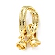 Rack Plating Brass Micro Pave Clear Cubic Zirconia Fold Over Clasps KK-E034-49G-2