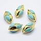 Edge Golden Plated Natural Howlite Beads PEAR-F006-97G-1