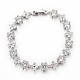 Edle geschenkideen für dame platiniertes messing mikropflaster zirkonia cz blumengliedkettenarmbänder BJEW-L471-01-1