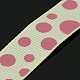 5/8 Zoll (16 mm) großes Ripsband mit beigem und hellviolettem rotem Punktemuster für Geschenkverpackungen X-SRIB-A010-16mm-04-1