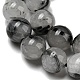 Qualité d'un brin de perles de quartz tourmaliné naturel/quartz rutilé noir G-R494-A06-03-3