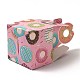 紙カップケーキボックス  ポータブルギフトボックス  結婚式のキャンディーボックス用  ドーナツ模様の正方形  パールピンク  折りたたみ：8x8x17cm  展開：23x16x0.1cm CON-I009-04D-4