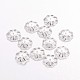 Capuchons de perles fantaisie en laiton plaqué argent X-J0K6G-S-1