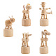 5 Stück 5 Stil Schima Holz DIY Hund & Elefant & Puppe & Schnecke Kleintier Desktop Ornamente DJEW-CF0001-01-1