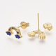 Brass Cubic Zirconia Stud Earrings EJEW-S201-169C-2