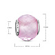 Tinysand スターリングシルバー ピンク ガラス 幾何学的なファセット ロンデル ヨーロピアン ビーズ  パールピンク  11.35x9.91mm  穴：4.49mm TS-C-160-2