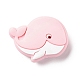 シリコーン焦点ビーズ  赤ちゃんの噛む歯が生えるビーズ  クジラ  ピンク  21.5x30x9.5mm  穴：2mm SIL-E003-03C-2