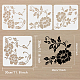 FINGERINSPIRE 3 pcs Floral Stencils for Painting on Furniture 11.8x1.8inch Reusable Spring Peony Drawing Template DIY Art Nature Plants Flower Stencil for Painting on Wall DIY-WH0394-0015-2