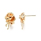 Brass Rose Stud Earrings for Women EJEW-G321-09G-3