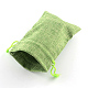 黄麻布ラッピングポーチ巾着袋  黄緑  13.5~14x9.5~10cm X-ABAG-Q050-10x14-02-2