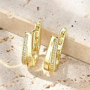 U-образные серьги-кольца из латуни с микропаве из прозрачных кубических цирконий EJEW-D311-024G
