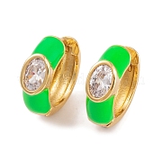 Серьги из латуни с эмалью кубического циркония EJEW-S219-14G-01