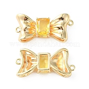 Brass Pave Cubic Zirconia Connector Charms KK-L208-01G-07