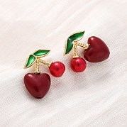 Серьги-гвоздики из вишневой латуни и АБС-пластика с жемчугом EJEW-U062-04A-G