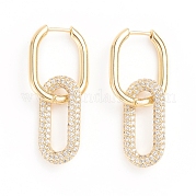 Серьги-кольца из латуни с микро-паве из фианита EJEW-G274-09G-02