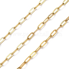 Cadenas de cable de acero inoxidable 304, revestimiento de iones (ip), soldada, con carrete, real 18k chapado en oro, 6.5x2.5x0.5mm