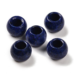 Cuentas europeas de lapislázuli de imitación de piedras preciosas sintéticas., Abalorios de grande agujero, redondo, 12x9.5~11mm, agujero: 5~6 mm
