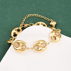 Pulseras de cadena de eslabones de grano de café de acero inoxidable 304, dorado, 7-5/8 pulgada (19.4 cm)