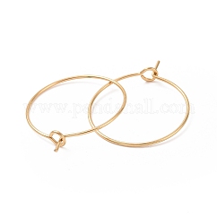 Boucles d'oreilles créoles en acier inoxydable chirurgical 316L avec placage ionique (IP), accessoires de pendentifs de verre de vin, véritable 18k plaqué or, 25x0.7mm, 21 jauge
