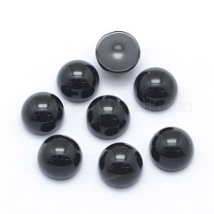 Cabujones de ágata negra teñidos y calentados de forma natural, semicírculo, 6x3~3.5mm