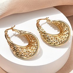 Orecchini a cerchio multistrato in acciaio inossidabile 201 twist&nbsp;EJEW-D354-01G