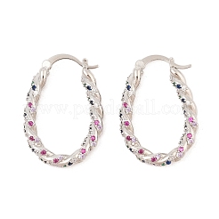 Orecchini a cerchio da donna in ottone con micro pavé di zirconi cubici&nbsp;EJEW-U033-01P