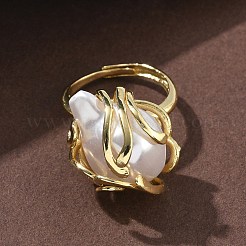 Fingerringe aus ABS-Kunststoff mit Perlen&nbsp;RJEW-L128-01G