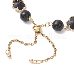 Pulseras deslizantes de vidrio y obsidiana natural&nbsp;BJEW-JB12898-03
