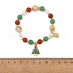 Braccialetti con ciondolo in lega smaltata a forma di albero di Natale&nbsp;BJEW-TA00754