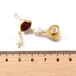 Herz 304 Edelstahl rot Achat baumeln Ohrstecker&nbsp;EJEW-M065-02G