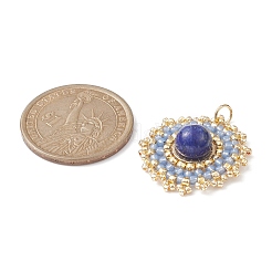 Pendentifs ronds plats en lapis-lazuli naturel&nbsp;PALLOY-MZ00135-02