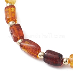 Pulseras elásticas con cuentas de ámbar natural de color degradado rectangular&nbsp;BJEW-JB12766
