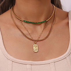 Colliers pour femmes et hommes en acier inoxydable chirurgical 316L sertis de zirconiums cubiques ovales transparents micro-pavés et ornés d'un pendentif constellation en relief.&nbsp;WG0B2D7-08