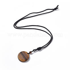 Collana con ciondolo a forma di fiore della vita con pietre preziose naturali e cordino in nylon da donna&nbsp;NJEW-P274-02