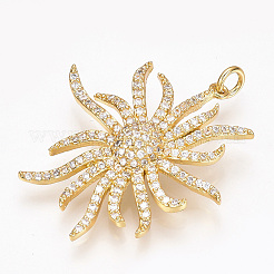 Pendentifs avec zircon cubiques à micro-pavés en laiton&nbsp;X-ZIRC-T004-21G