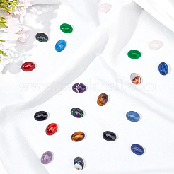 Ovale natürliche schwarze Achat-Cabochons (gefärbt und erhitzt)&nbsp;G-PH0001-29