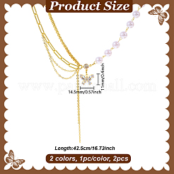 2 stücke 2 farben legierung kristall strass schmetterling anhänger halsketten&nbsp;NJEW-HY0001-30