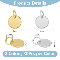 60 pz 2 colori placcatura ionica (ip) 304 ciondoli in acciaio inossidabile&nbsp;FIND-DC0006-04B