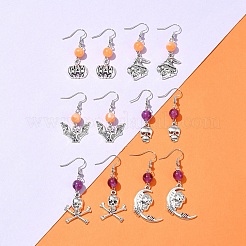 Boucles d'oreilles pendantes en alliage et acrylique imitation jade sur le thème d'Halloween&nbsp;EJEW-FS00004