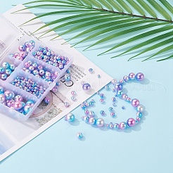 497pcs 5 cuentas de perlas de imitación de plástico abs arco iris de estilo&nbsp;OACR-YW0001-07C