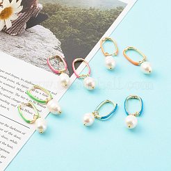 Orecchini a cerchio huggie in ottone smaltato&nbsp;EJEW-JE04530
