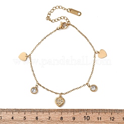 Bracelets à breloques en acier inoxydable 304 sertis de micro-pavés de zirconiums cubiques transparents&nbsp;BJEW-K297-03B-G