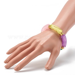 Bracelets extensibles de perles de tube incurvées acryliques de pierres précieuses d'imitation&nbsp;BJEW-JB06588