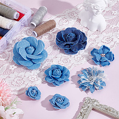 14 pz 7 stili di accessori ornamentali in tessuto denim&nbsp;DIY-HY0002-60A
