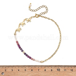 Natürliche Amethyst- und Perlen-Schmetterlings-Fußkettchen&nbsp;AJEW-AN00795-02