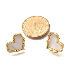 Orecchini a bottone con micro pavé di zirconi chiari in ottone placcato cremagliera&nbsp;EJEW-Q010-01G