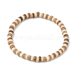 Braccialetti elasticizzati con perline heishi in cocco naturale e turchese sintetico da 5 mm&nbsp;BJEW-JB14418
