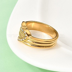 Anelli da donna in acciaio inossidabile 304 con micro pavé di zirconi cubici&nbsp;RJEW-K316-06G