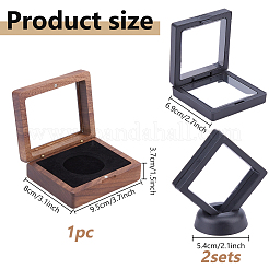 Cajas magnéticas para monedas conmemorativas con ventana visible de madera rectangular&nbsp;CON-DC0001-25