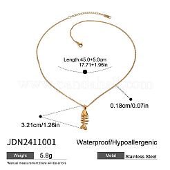 Colliers avec pendentif en arête de poisson en acier inoxydable 304&nbsp;FS-WG0BDD0-01
